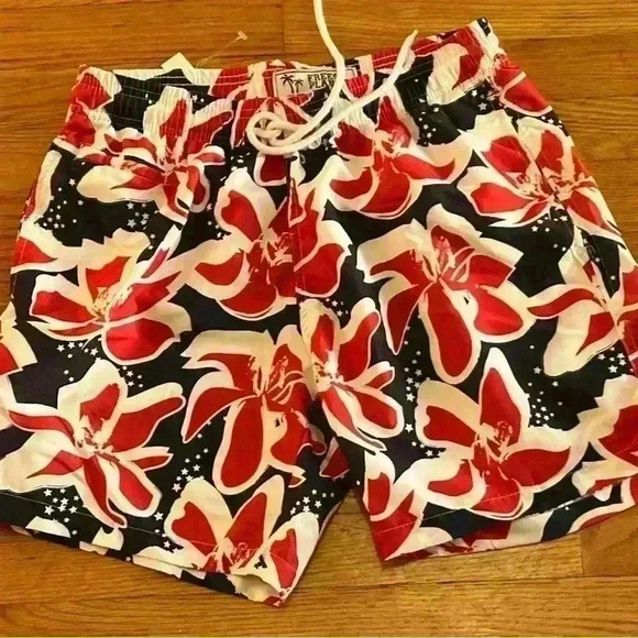 Free Planet Surf and Swim Men’s 2 piece swim trunks and top red white blue small - Picture 2 of 14